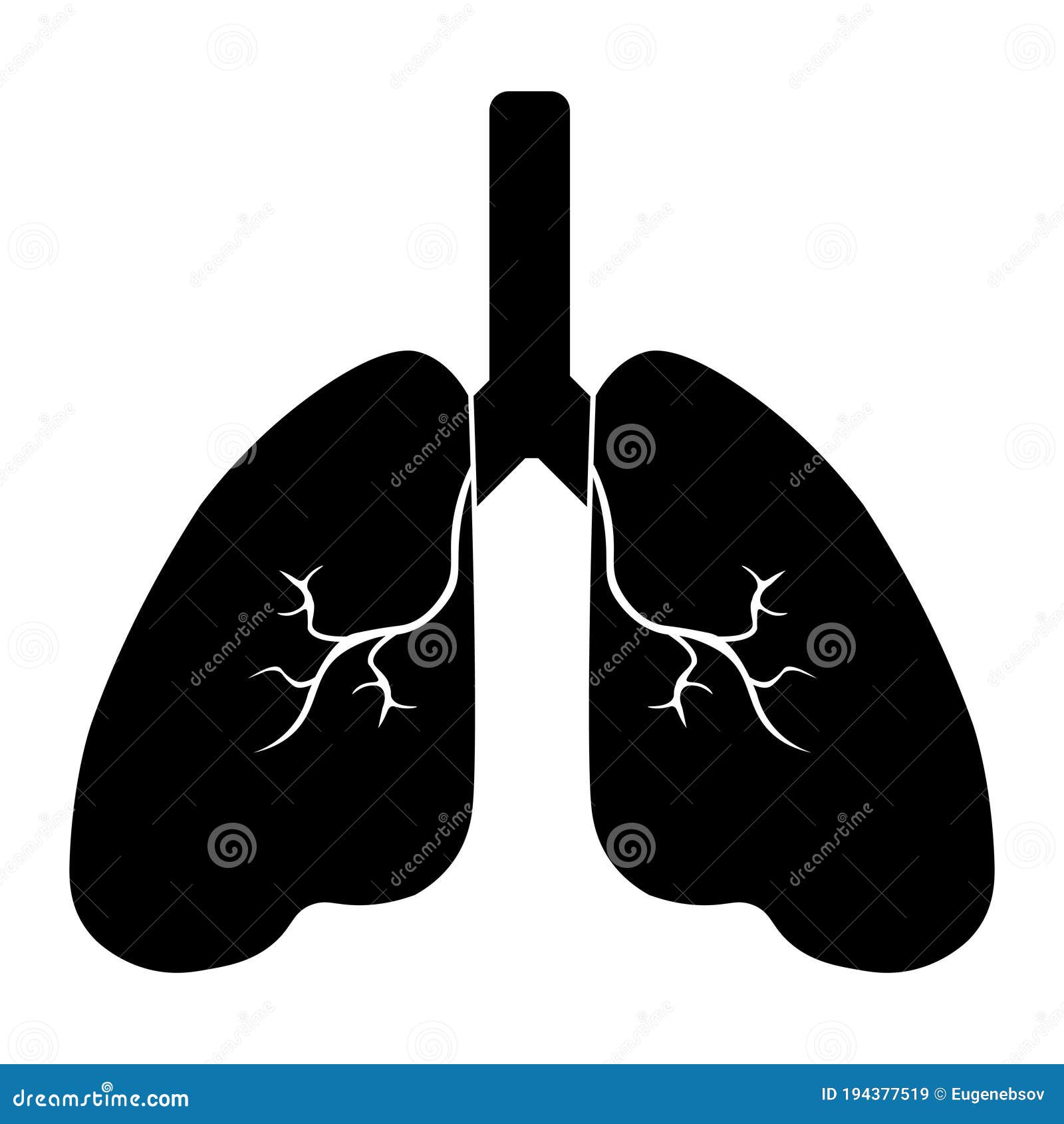 Lung Human Vector Icon Set, Respiratory System Healthy Lungs
