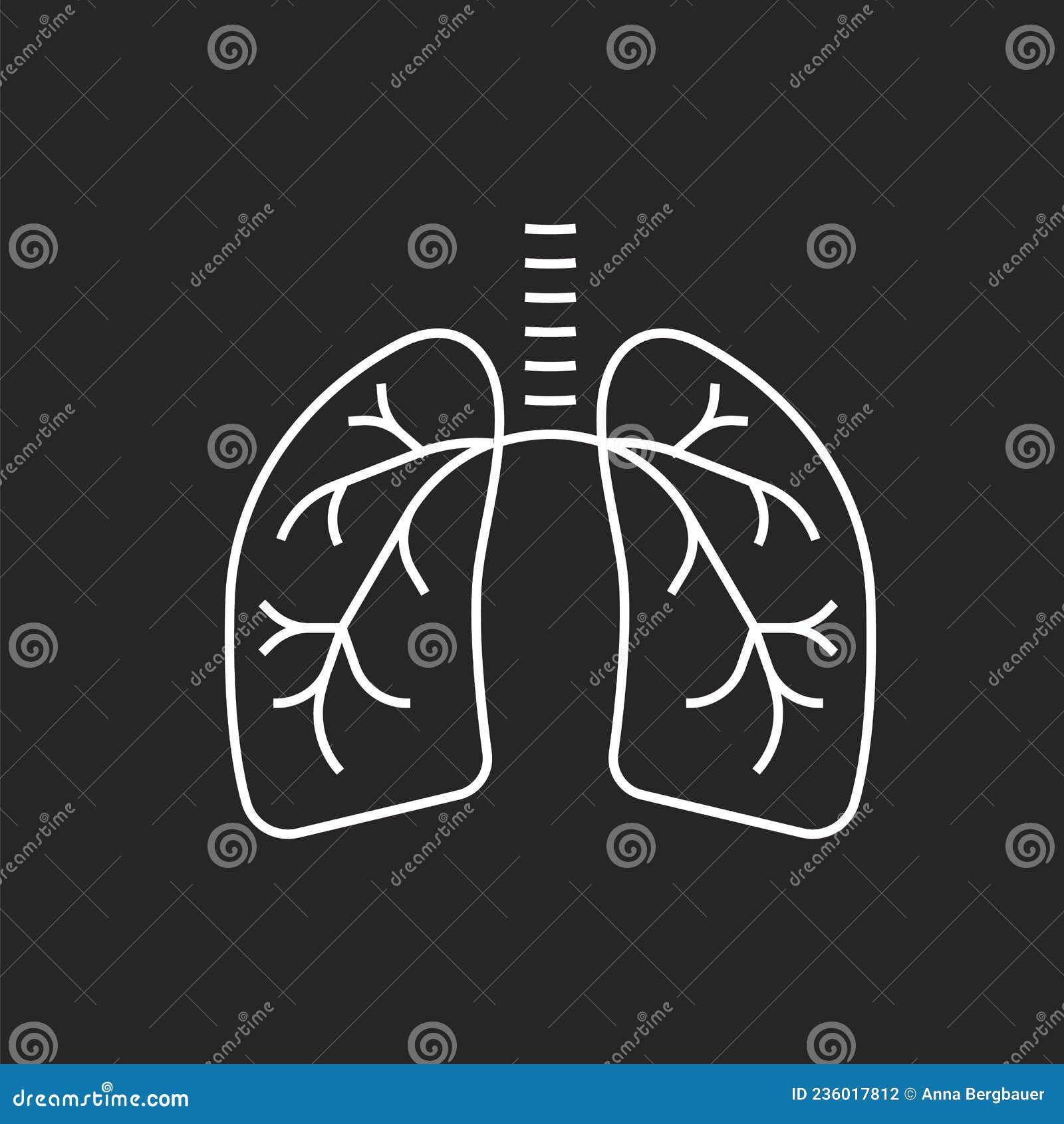 lung inflammation, lungs sign. editable  