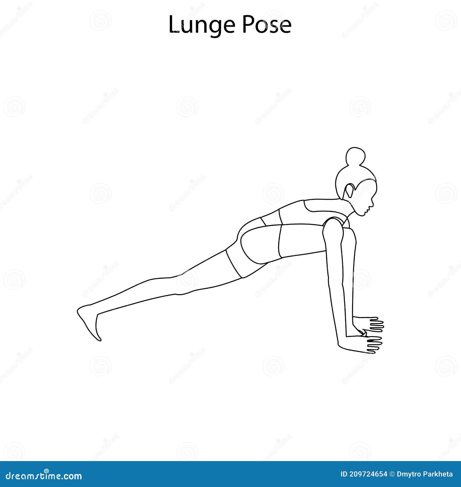 Lunge Pose Yoga Workout Outline. Healthy Lifestyle Vector Illustration ...