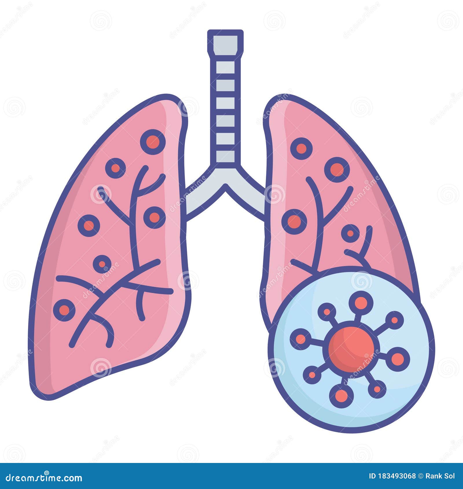 lungs infection due to corona flat style  icon which can easily modify or edit