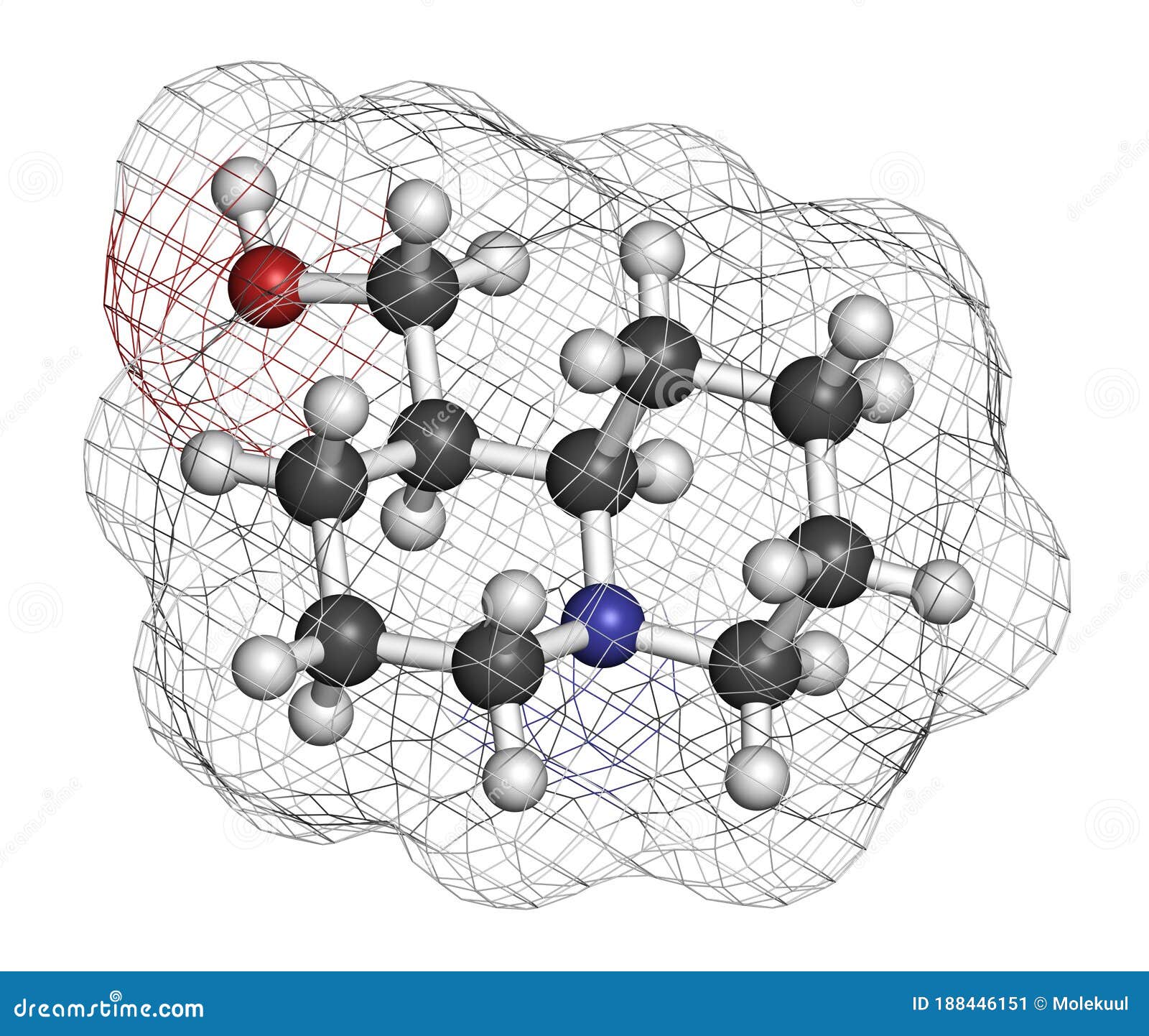 Lupinine Lupin Alkaloid Molecule. 3D Rendering. Atoms are Represented ...