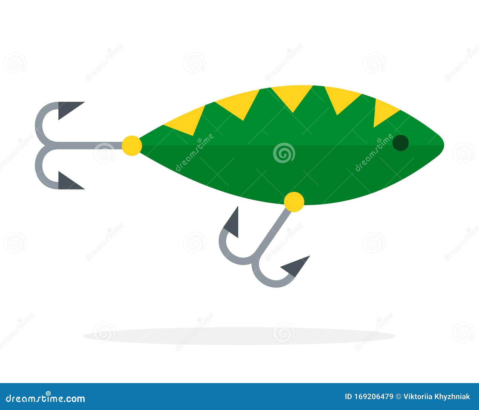 Lure Fishing As a Green Fish with Double Hook for Fishing Flat Isolated  Stock Vector - Illustration of double, fish: 169206479