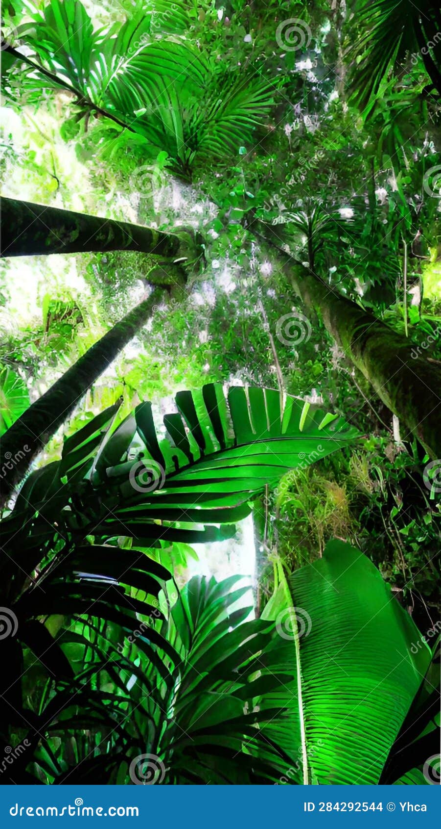 Lush Tropical Rainforest Canopy Illustration Artificial Intelligence