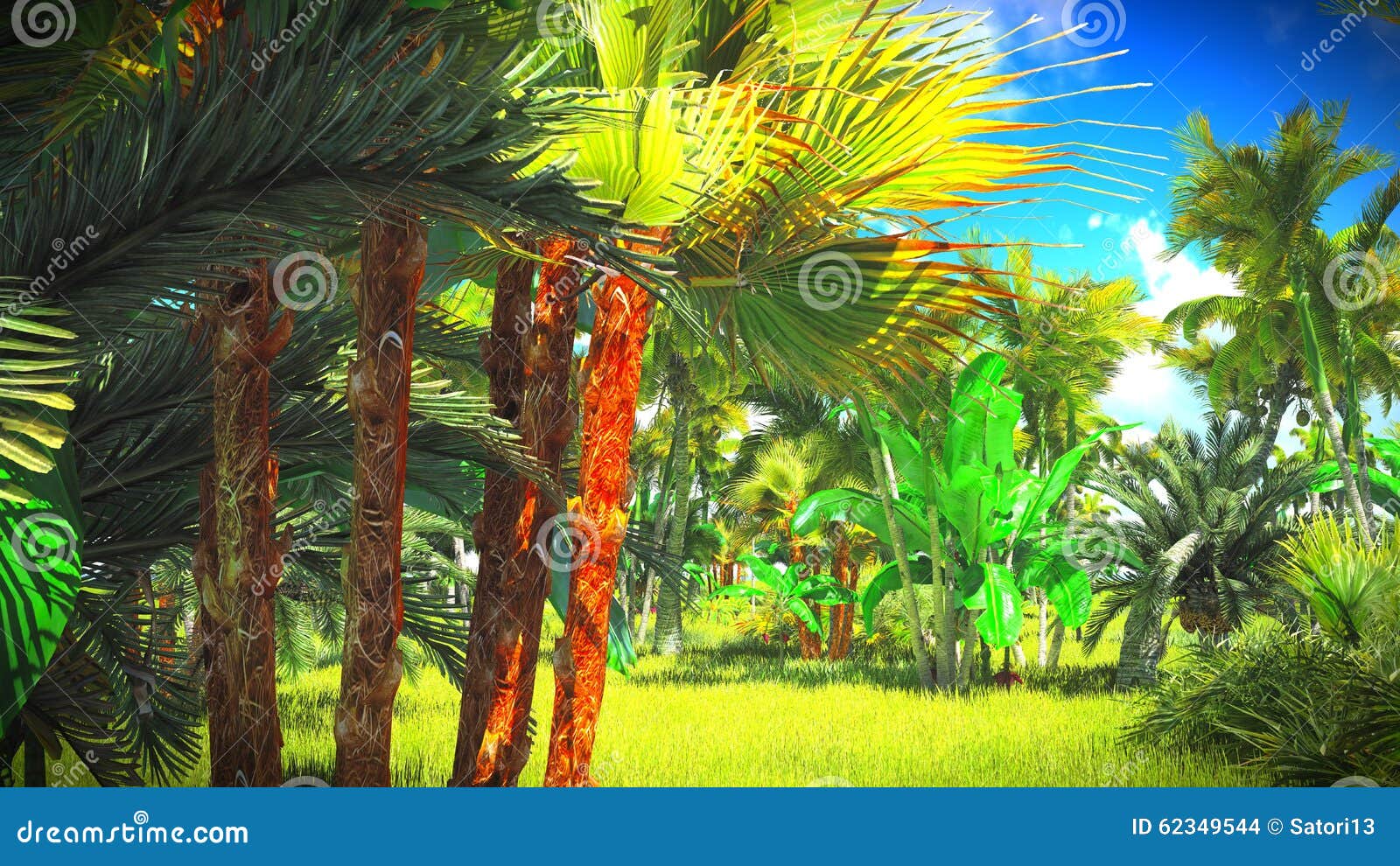 Lush vegetation in jungle stock illustration. Illustration of nature
