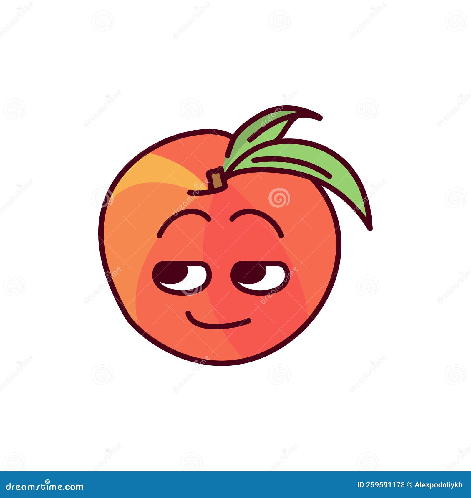 lustful peach color line icon. mascot of emotions