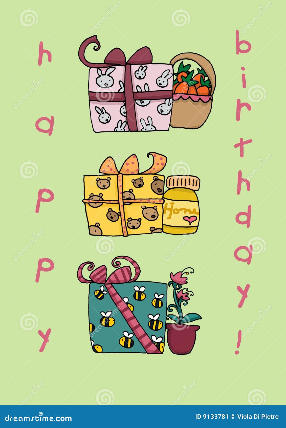 Lustige Geschenkkarte Alles Gute Zum Geburtstag Stock Abbildung Illustration Von Geburtstag Gute