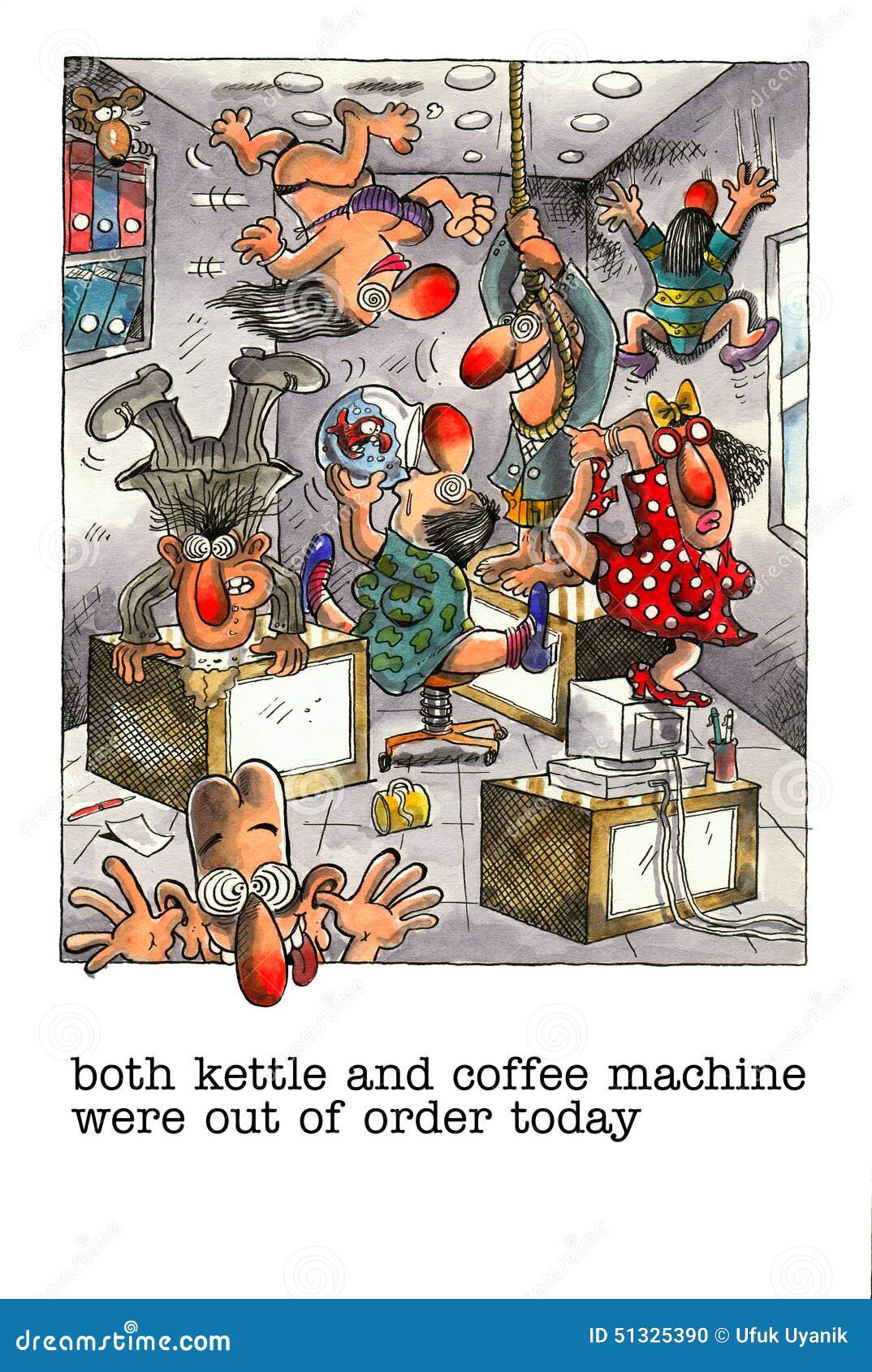 Lustige Karikatur Uber Das Buroleben Stock Abbildung Illustration Von Karikatur Uber
