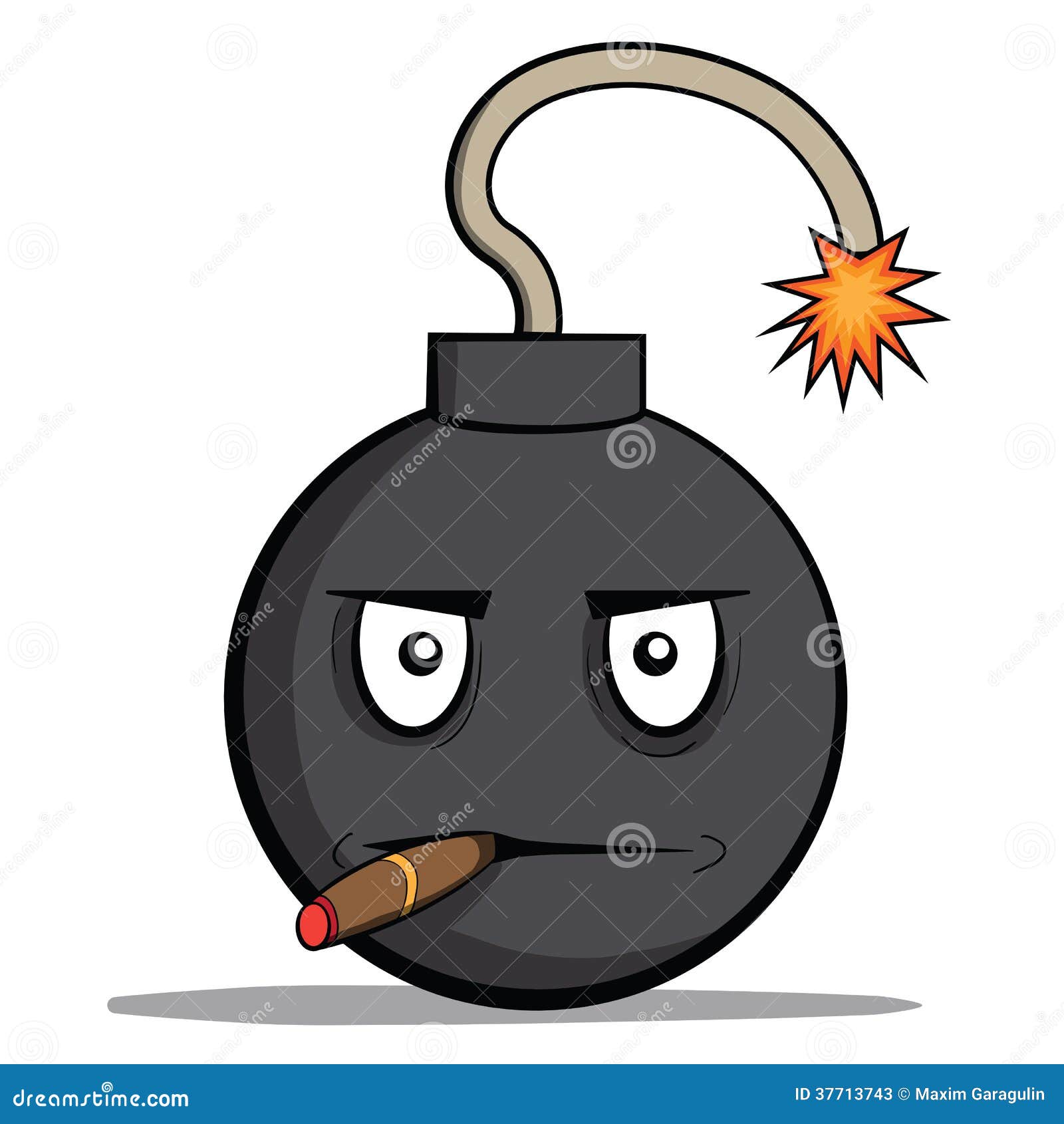 Lustige Karikaturbombe Mit Zigarre. Vektorillustration Vektor Abbildung