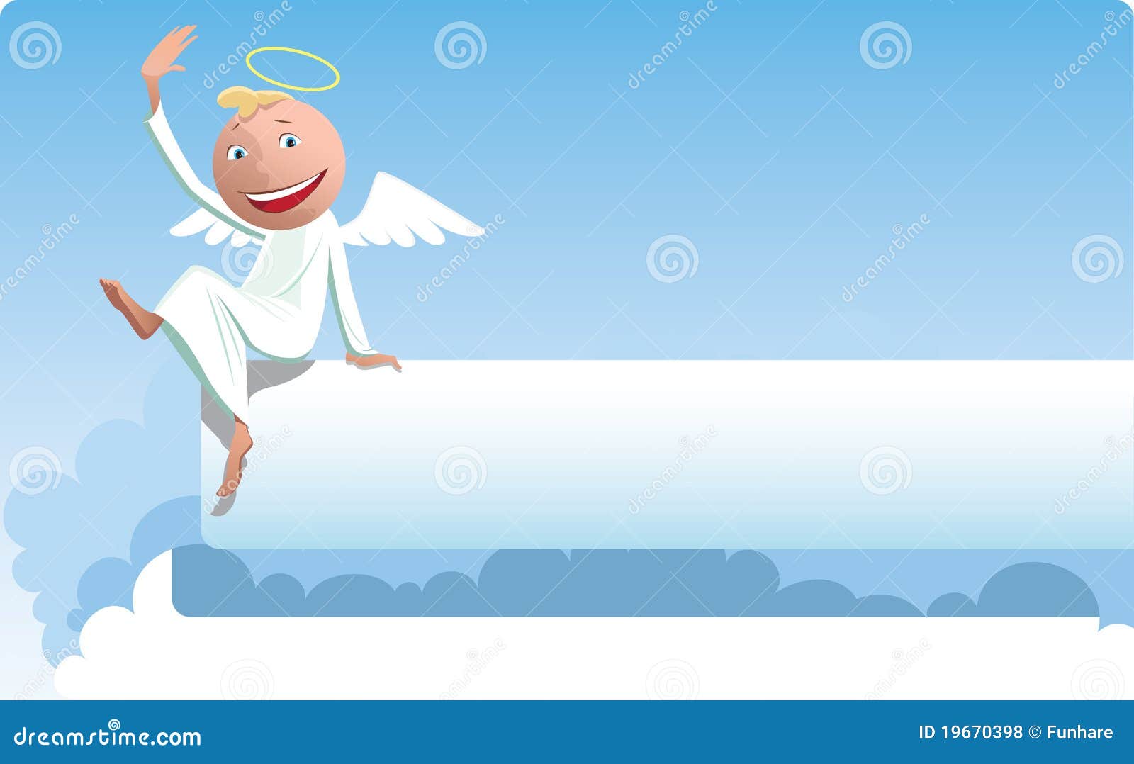 Lustiger Engel Sitzt Auf Weißer Fahne Lizenzfreie Stockfotos - Bild