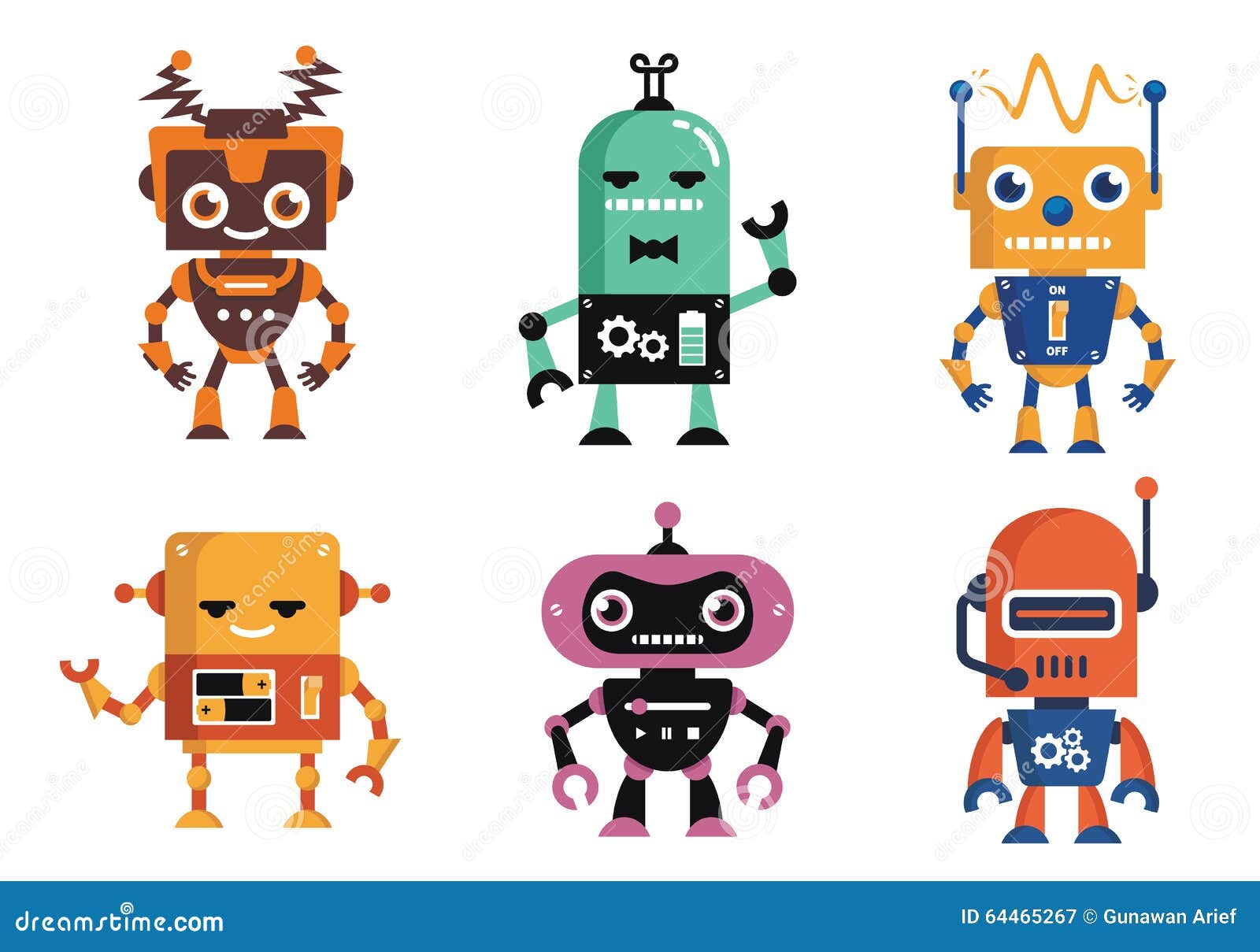 Lustiges Aussenseiter Roboter Charakter Design Vektor Abbildung Illustration Von Android Mittel 64465267