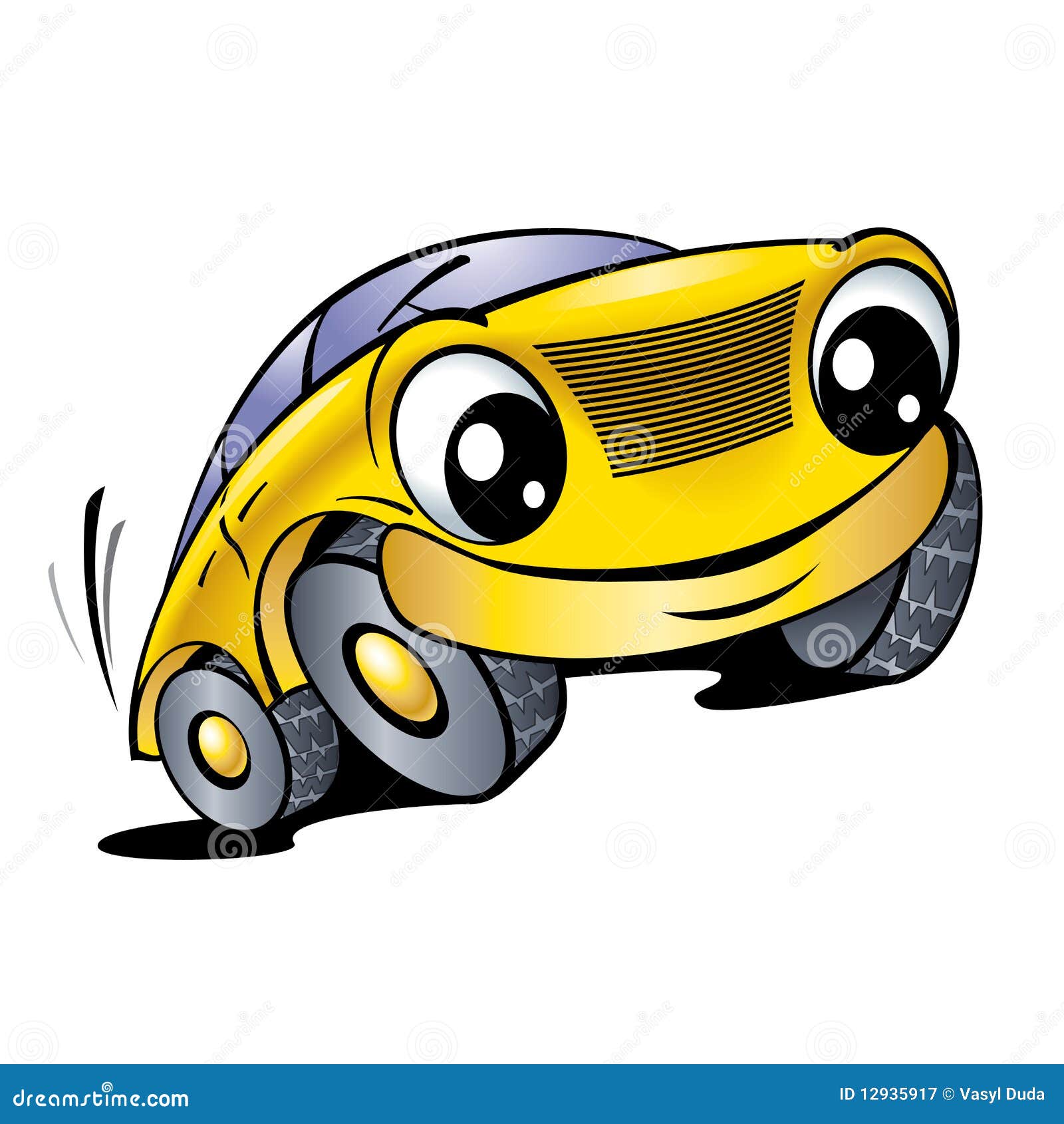 Lustiges gelbes Auto vektor abbildung. Illustration von karikatur - 12935917