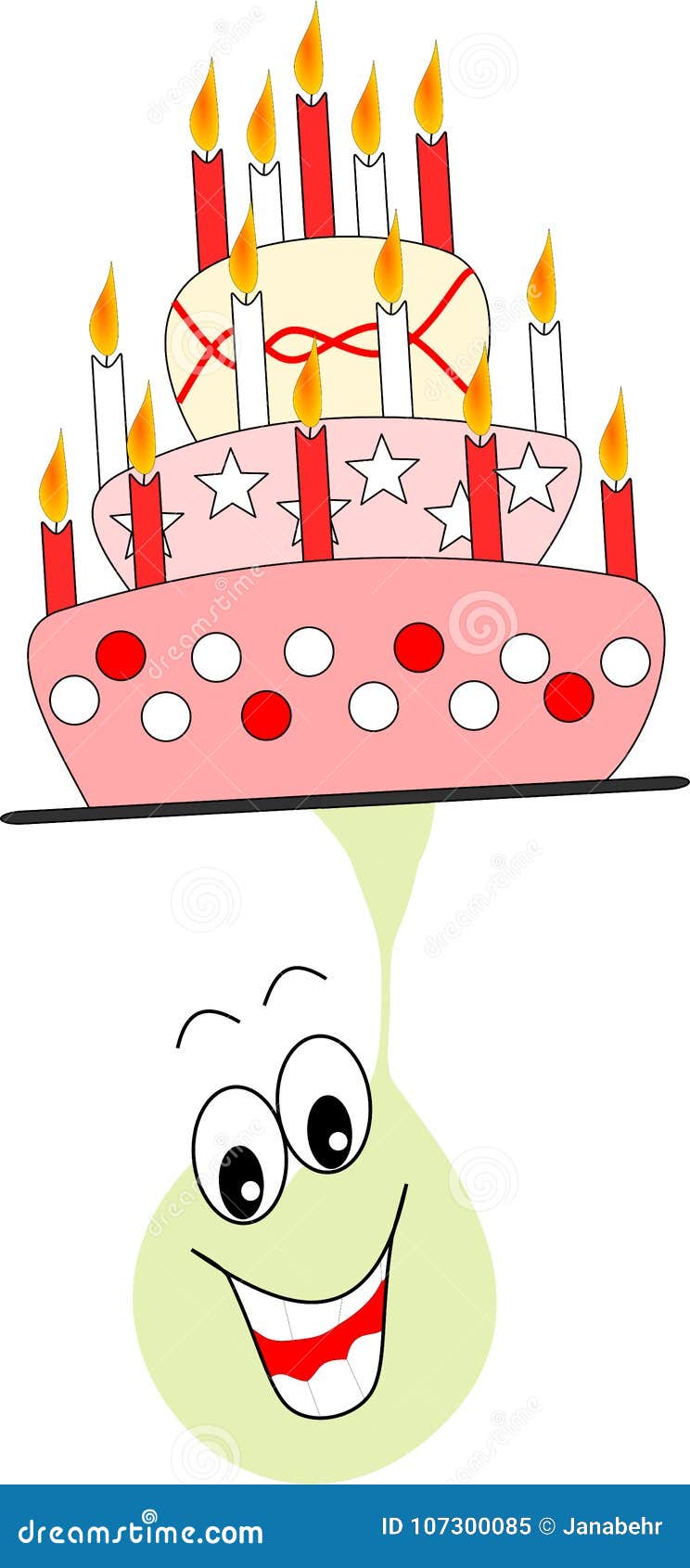 Lustiges Gesicht Mit Geburtstagskuchen Stock Abbildung