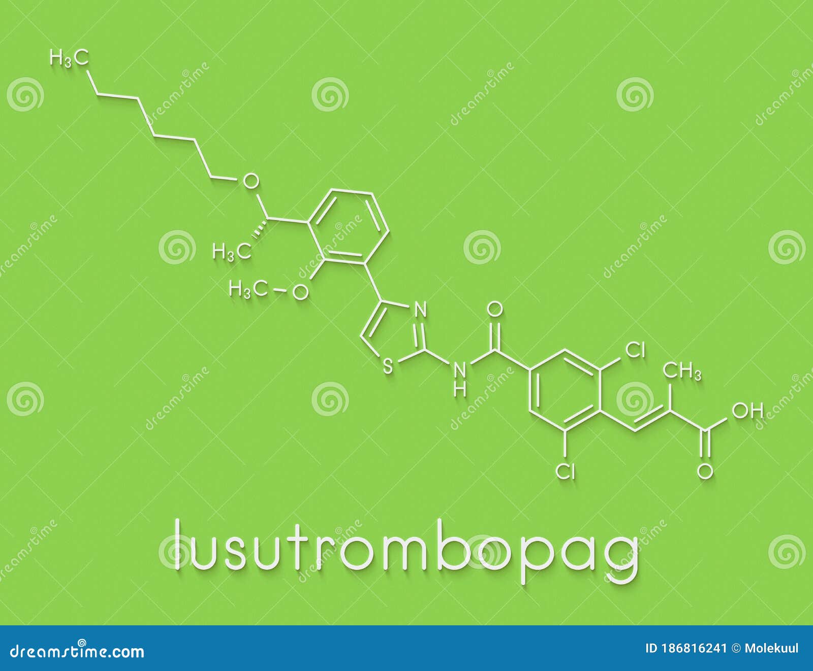 lusutrombopag drug molecule thrombopoietin receptor agonist. skeletal formula.