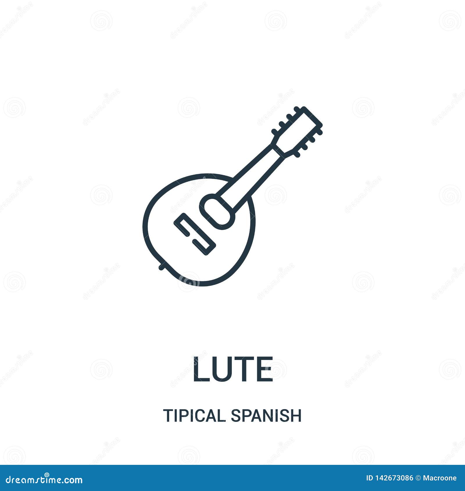 Lute Icon Vector from Tipical Spanish Collection. Thin Line Lute