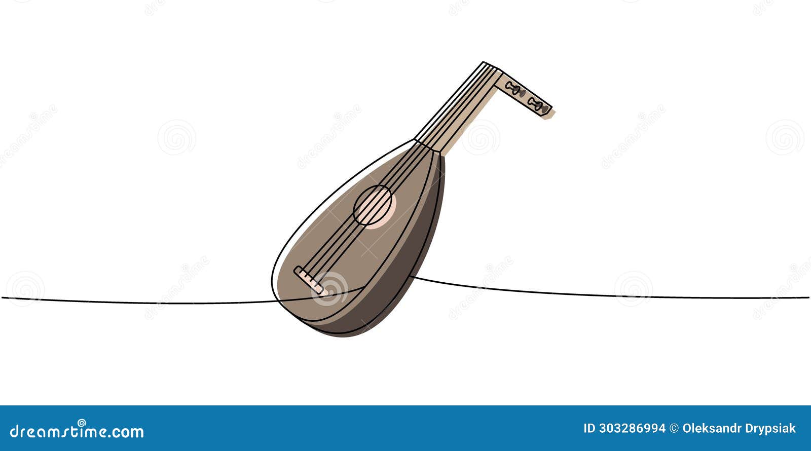 Lute, String Instrument One Line Colored Continuous Drawing. Musical  Instruments Continuous One Line Illustration Stock Photo - Illustration of  classical, acoustic: 303286994