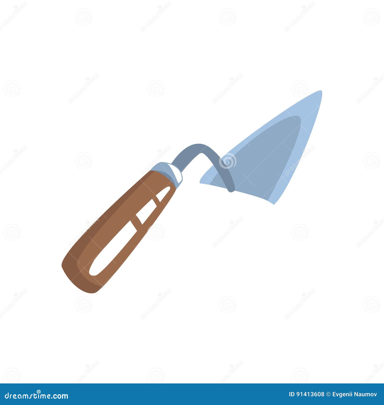 Lute Trowel Tool for Construction Mason. Colorful Cartoon Vector