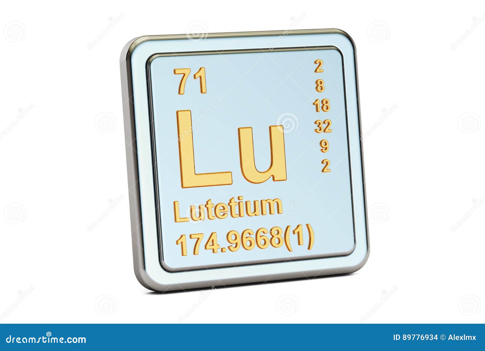 Lutetium Lu, Chemical Element Sign. 3D Rendering Stock Illustration