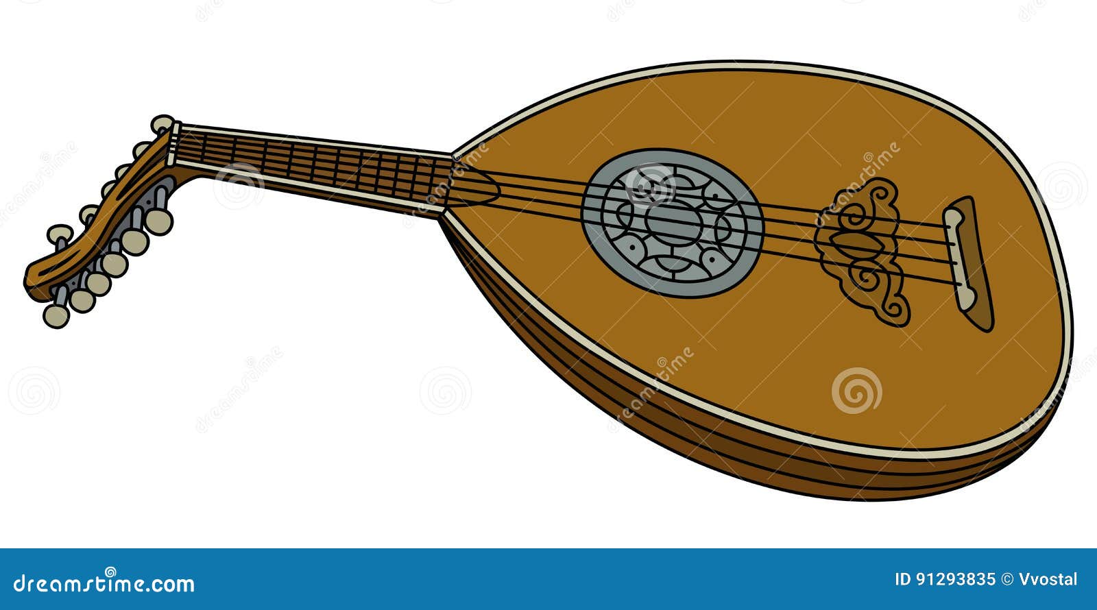 Luth en bois de vintage illustration de vecteur. Illustration du luth