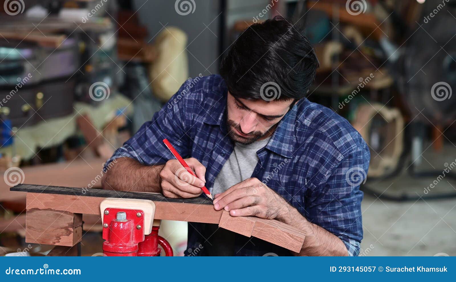 Luthier is Working on the Neck of a Classical Guitar Stock Video