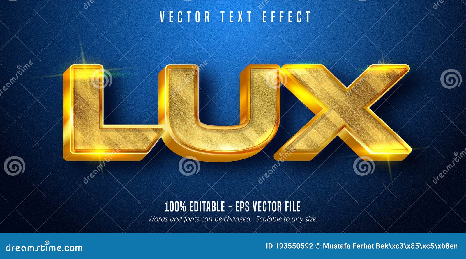 lux text, shiny golden style editable text effect