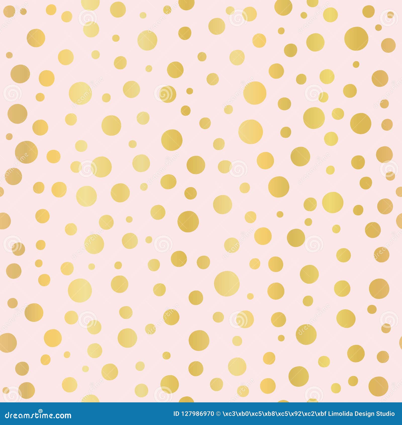 Luxe Rose Gold Polka Dots Pattern Seamless Vector, Drawn Metallic Stock ...