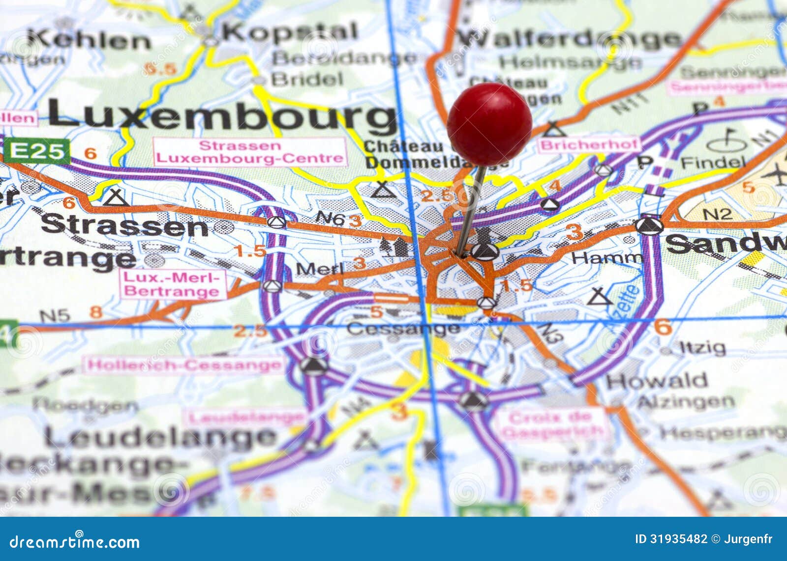 map of luxembourg city centre Luxemburg City Red Pushpinned Stock Photo Image Of Travel map of luxembourg city centre