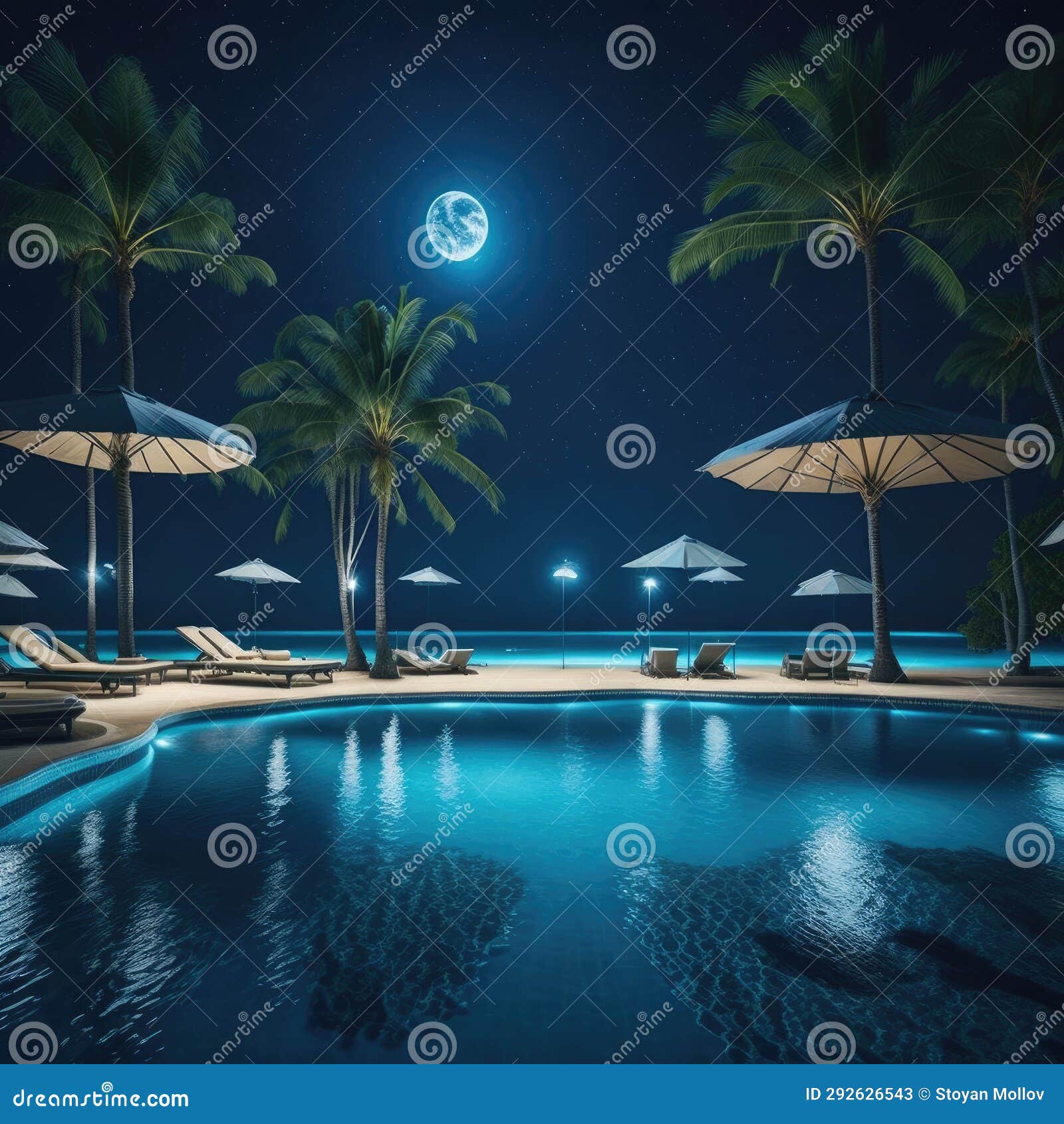 luxurios swiming pool and loungers, holiday vacancion spa hotel resort, relaxing concept background, generative ai