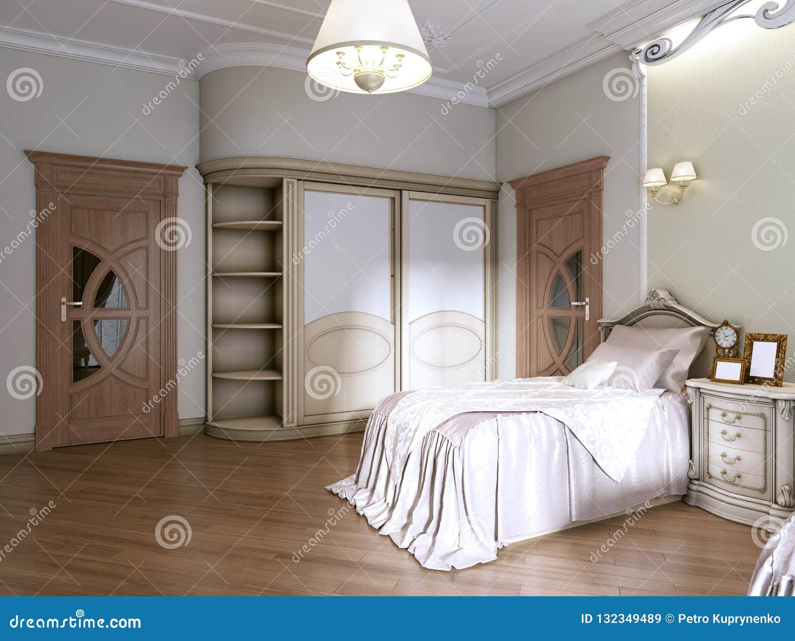 Luxurious Bedroom With Two Single Beds In A Classic Style With A