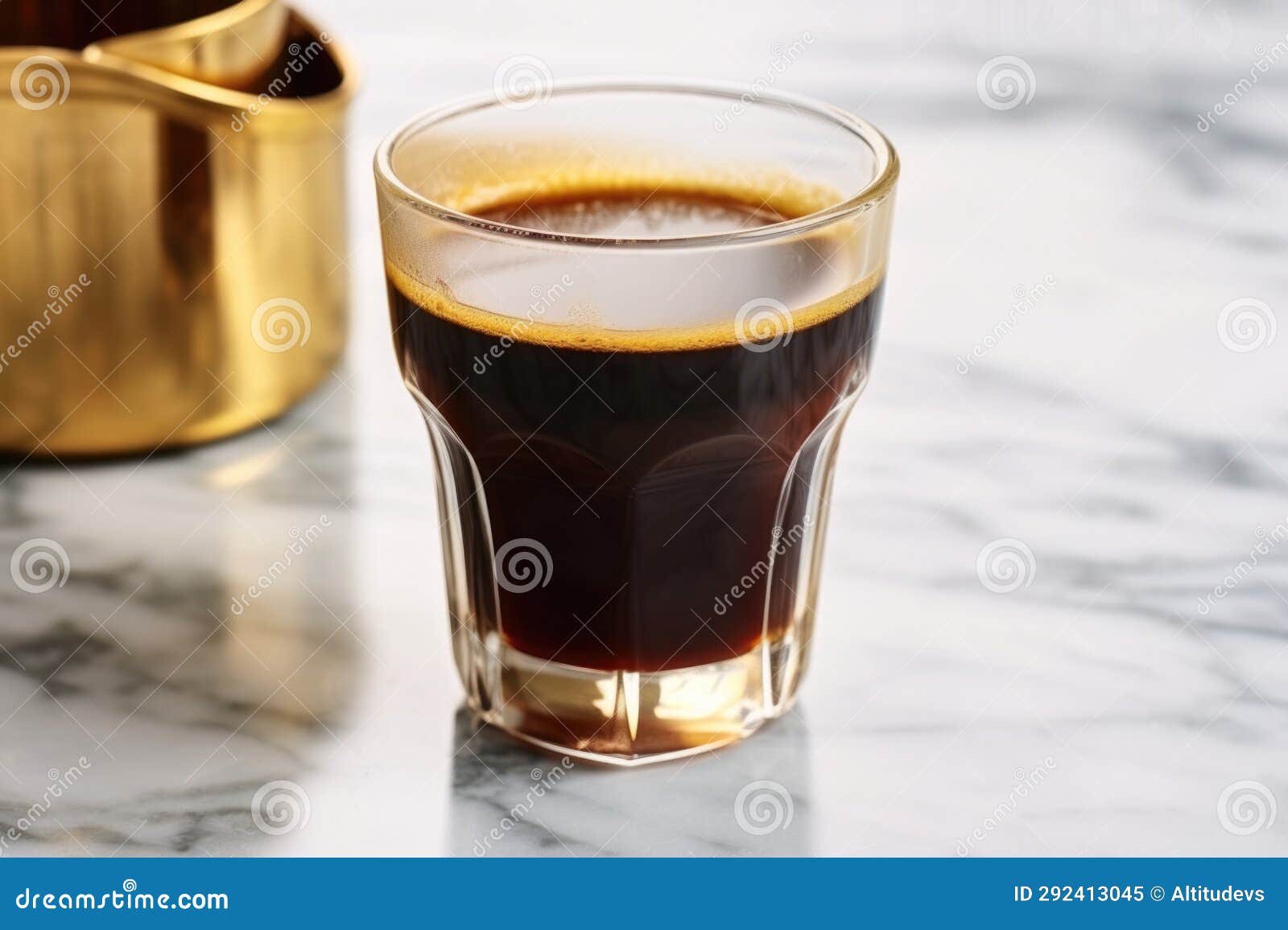 Luxurious Black Coffee in a Gold-rimmed Cup on a Marble Countertop ...