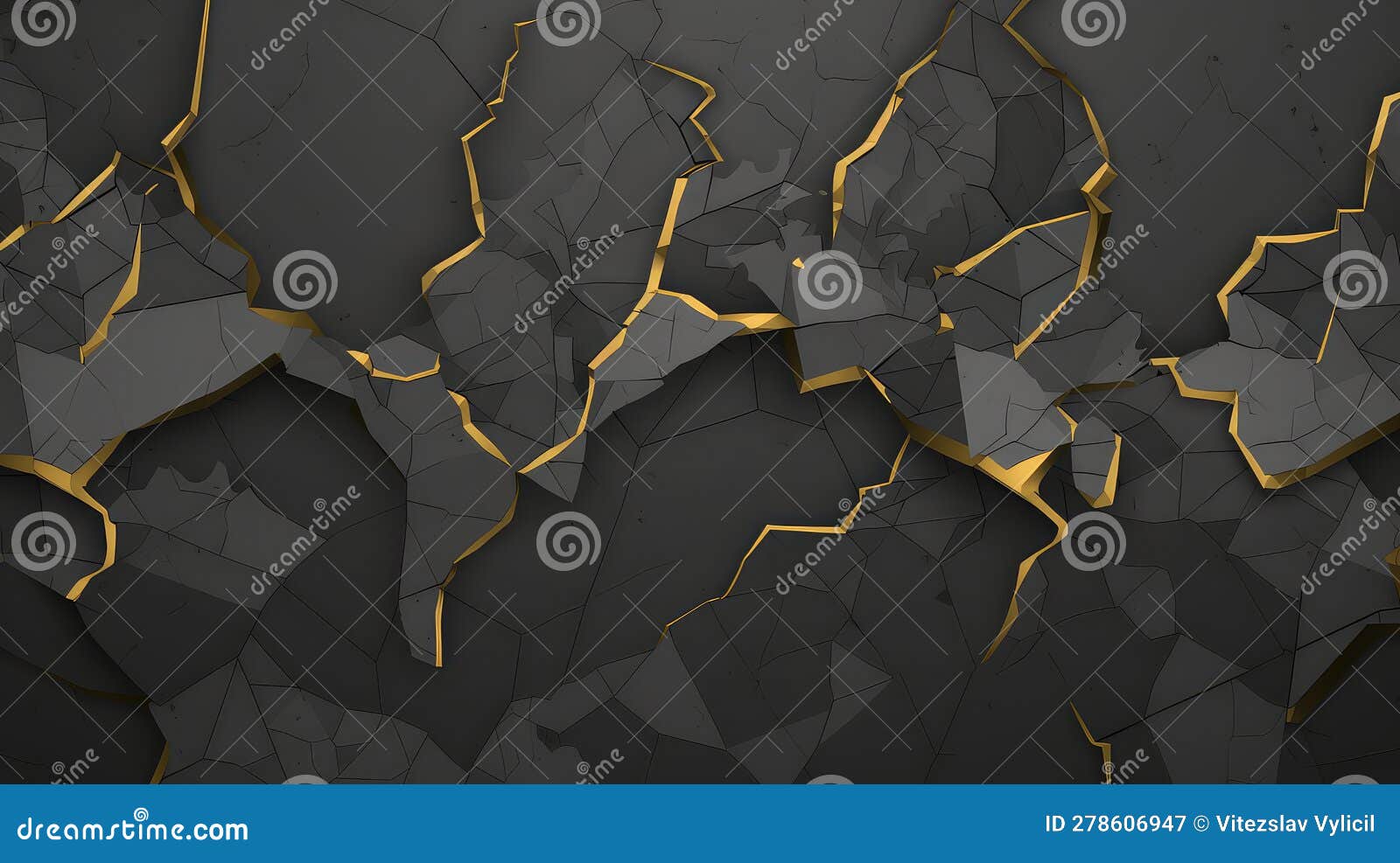 Luxurious Black Gold and Gray in Kintsugi Style Stock Illustration ...