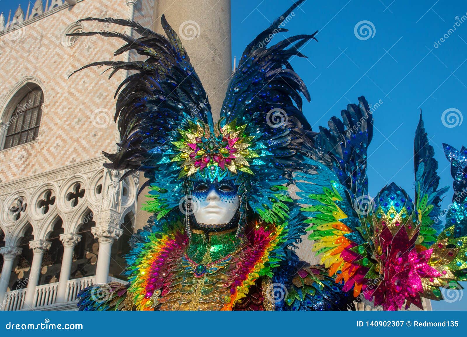 Luxurious Colourful Costume in Venice, Carnival Editorial Photography