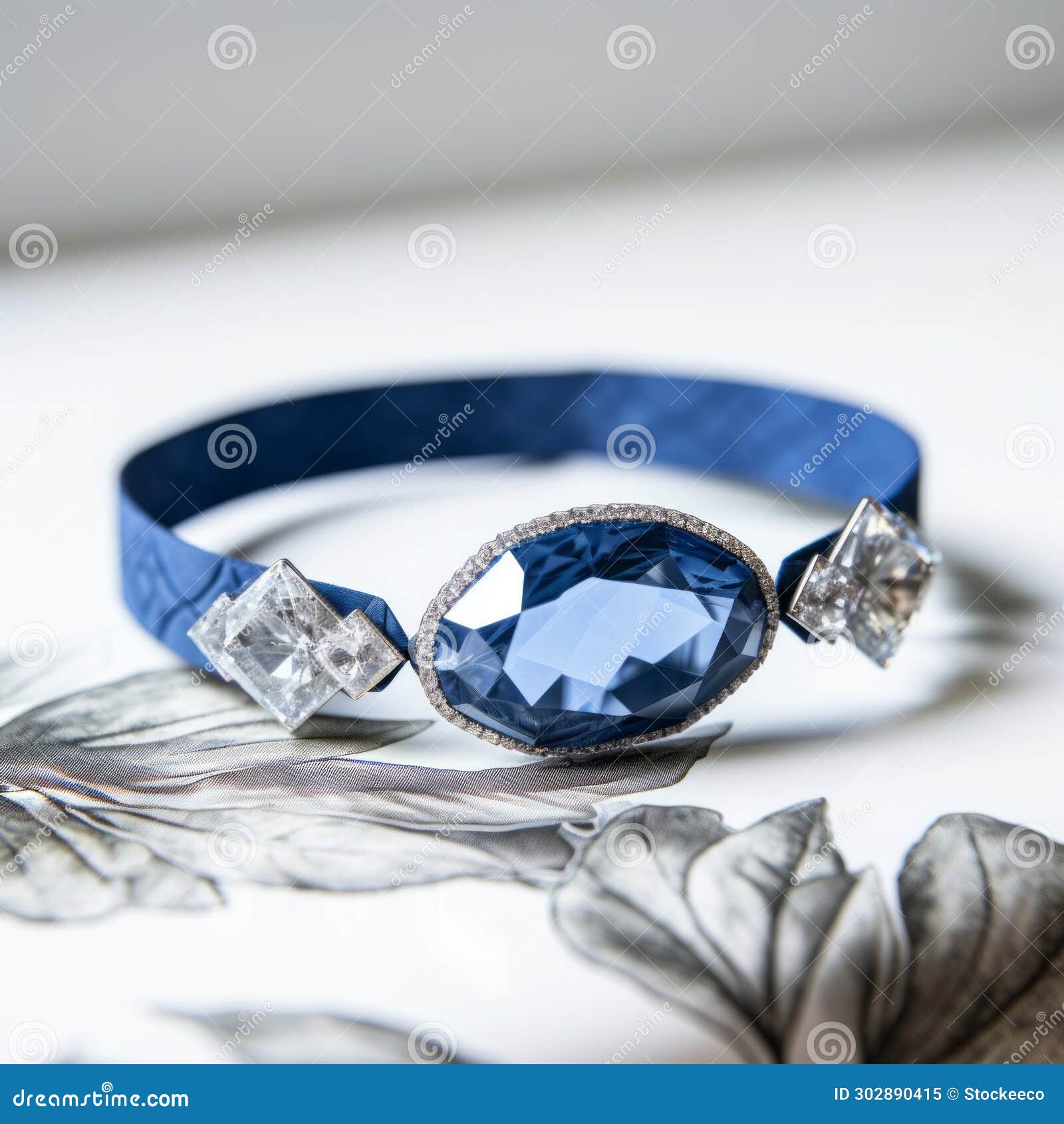 luxurious crystallised bangle with diamantes and blue sapphire