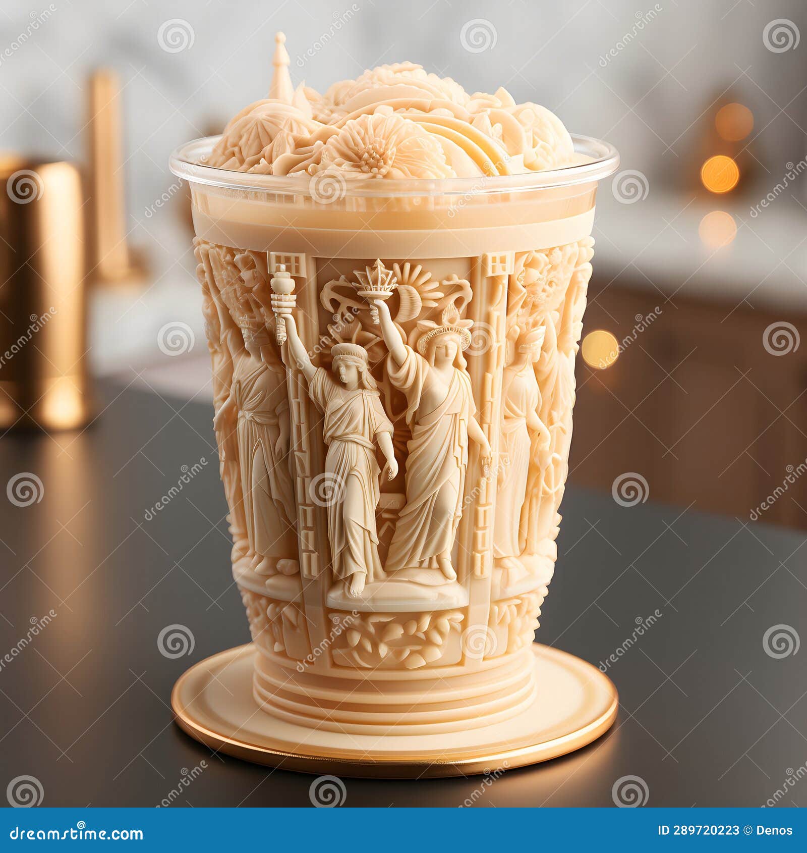 Luxurious Cup of Coffee Latte and Cream Art Stock Image Image of