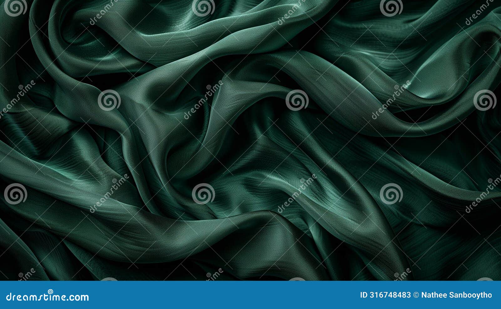 luxurious dark green satin with fluid folds