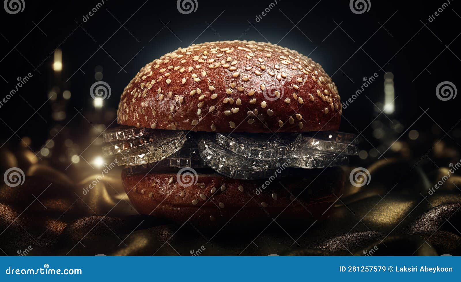 Luxurious Diamond Burger AI Generative Image Stock Illustration