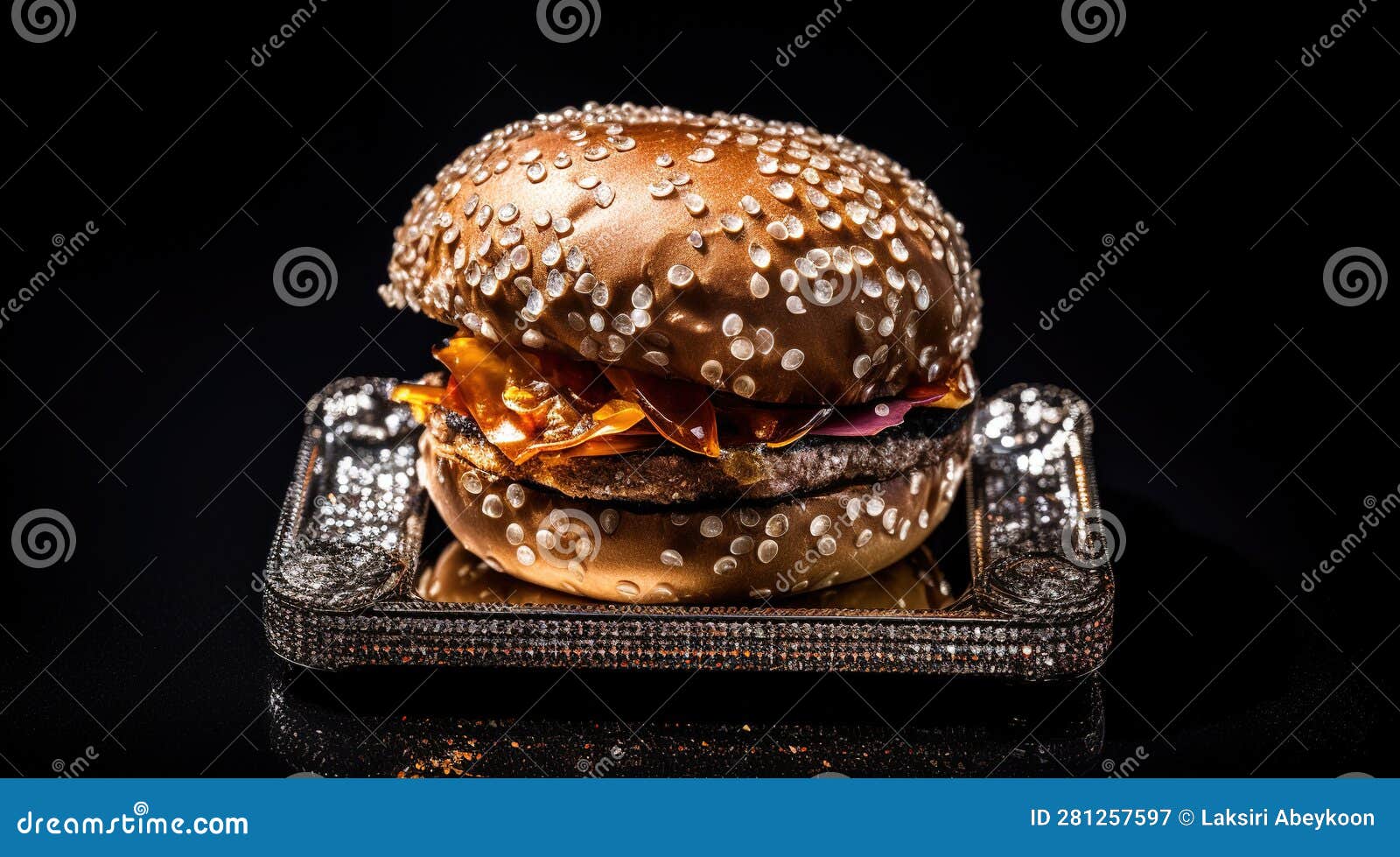 Luxurious Diamond Burger AI Generative Image Stock Illustration