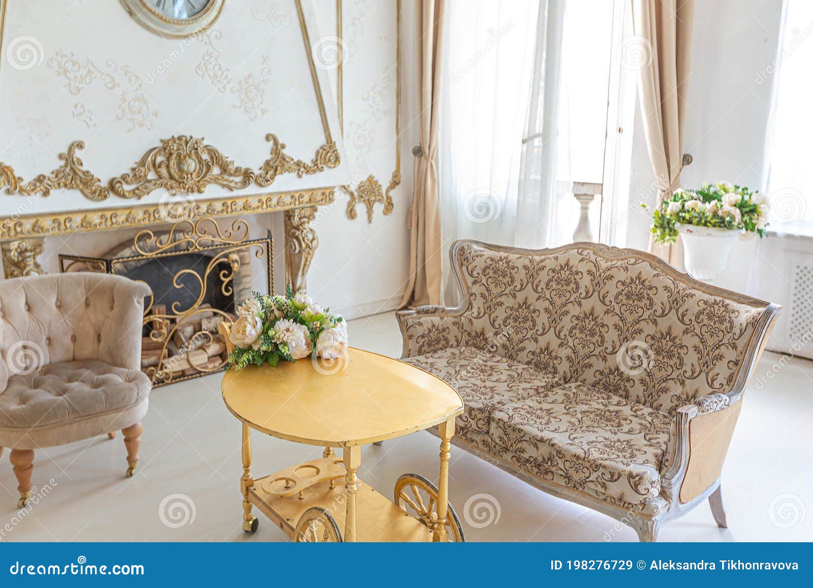 Luxurious Expensive Interior Of A Large Baroque Royal Living Room