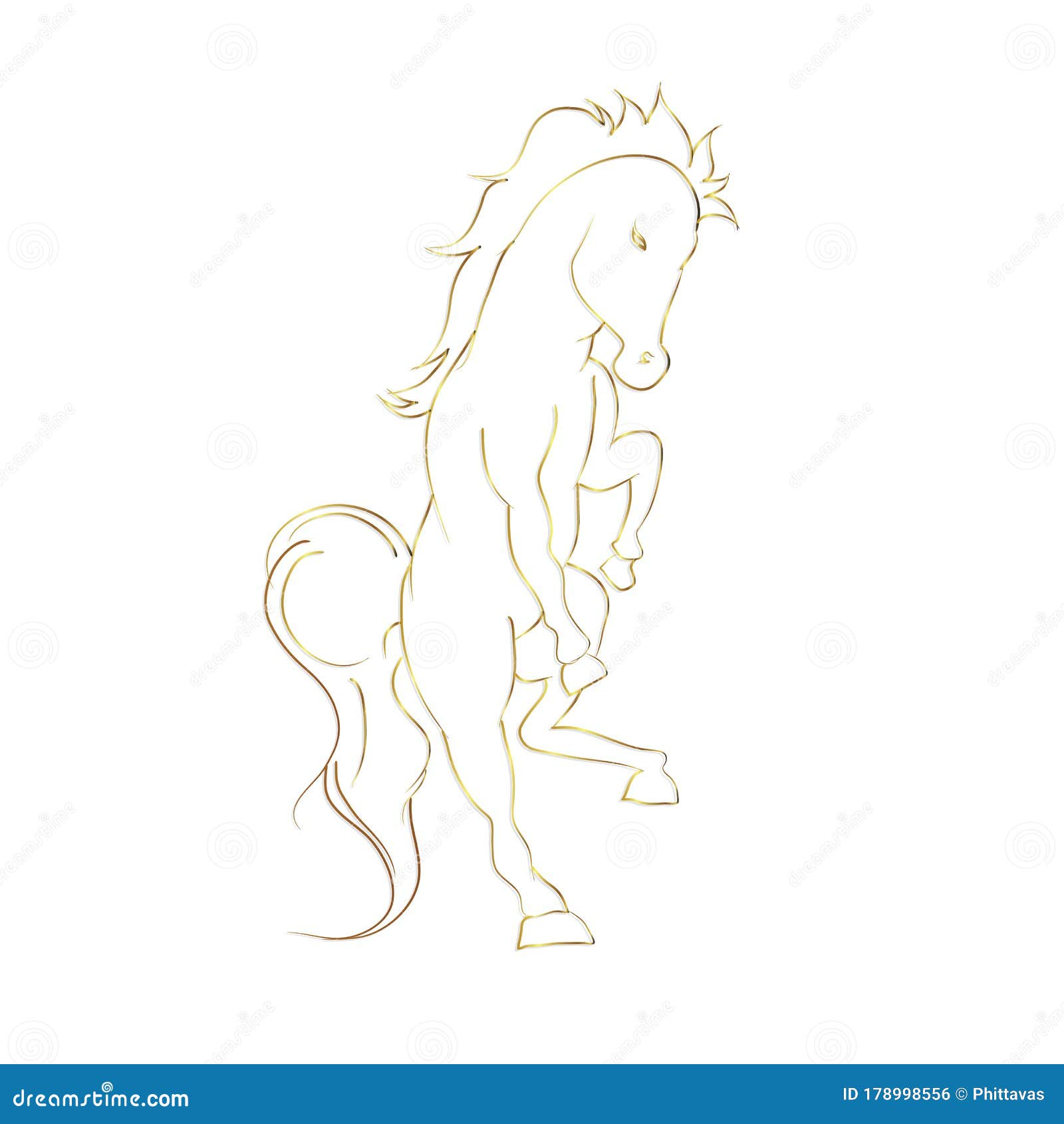 luxurious golden border horse skittish on white background
