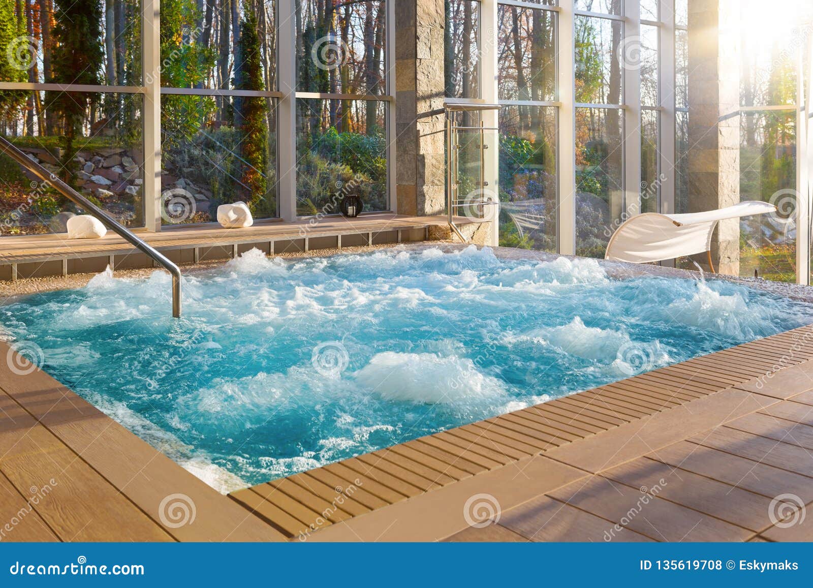 Luxurious Hot Tub Spa With Nature View Stock Photo - Image ...