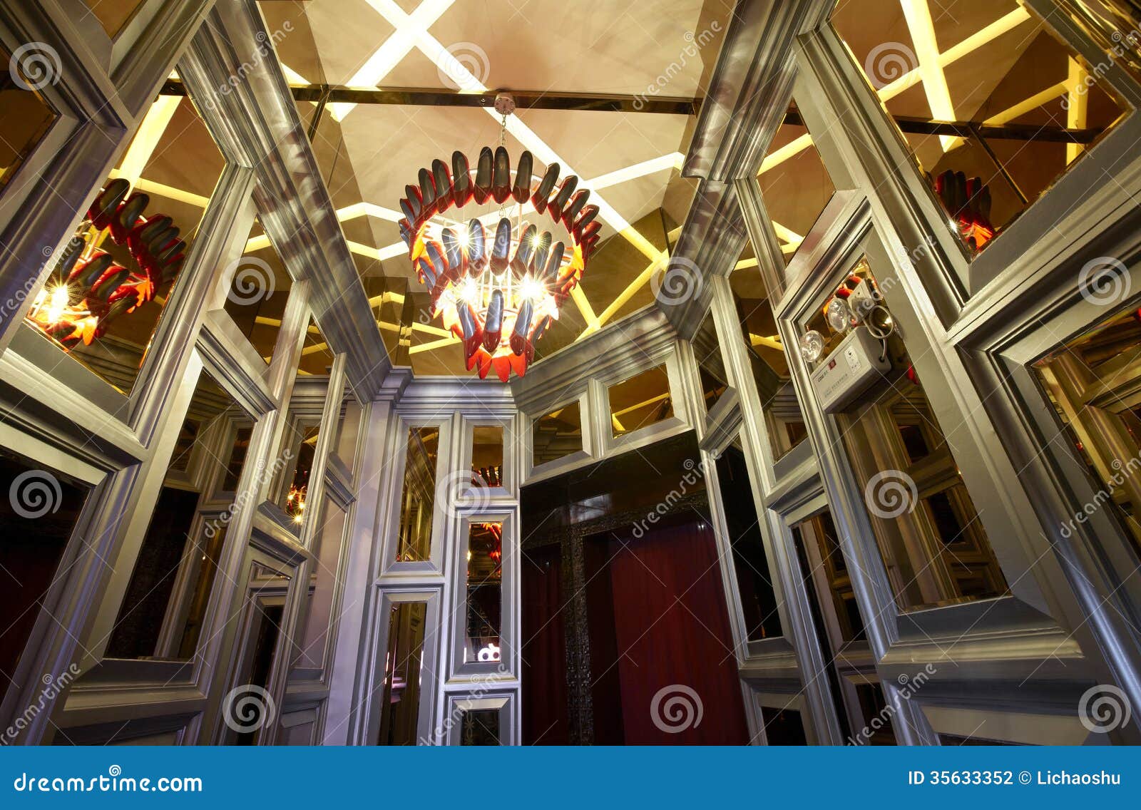 Luxurious interior details,Chandelier and wall