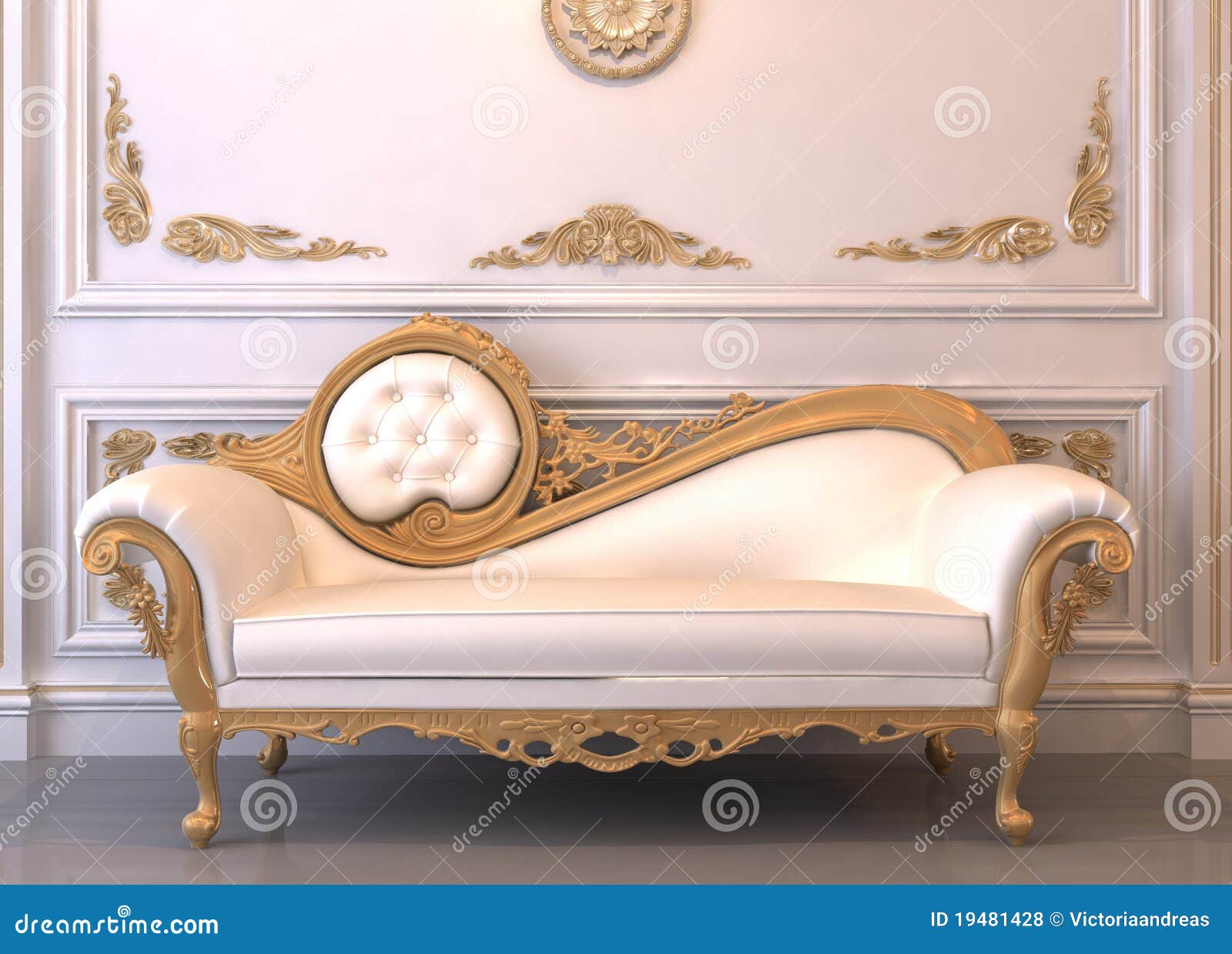 Luxurious Leather Sofa with Frame Stock Photo - Image of royal, golden:  19481428