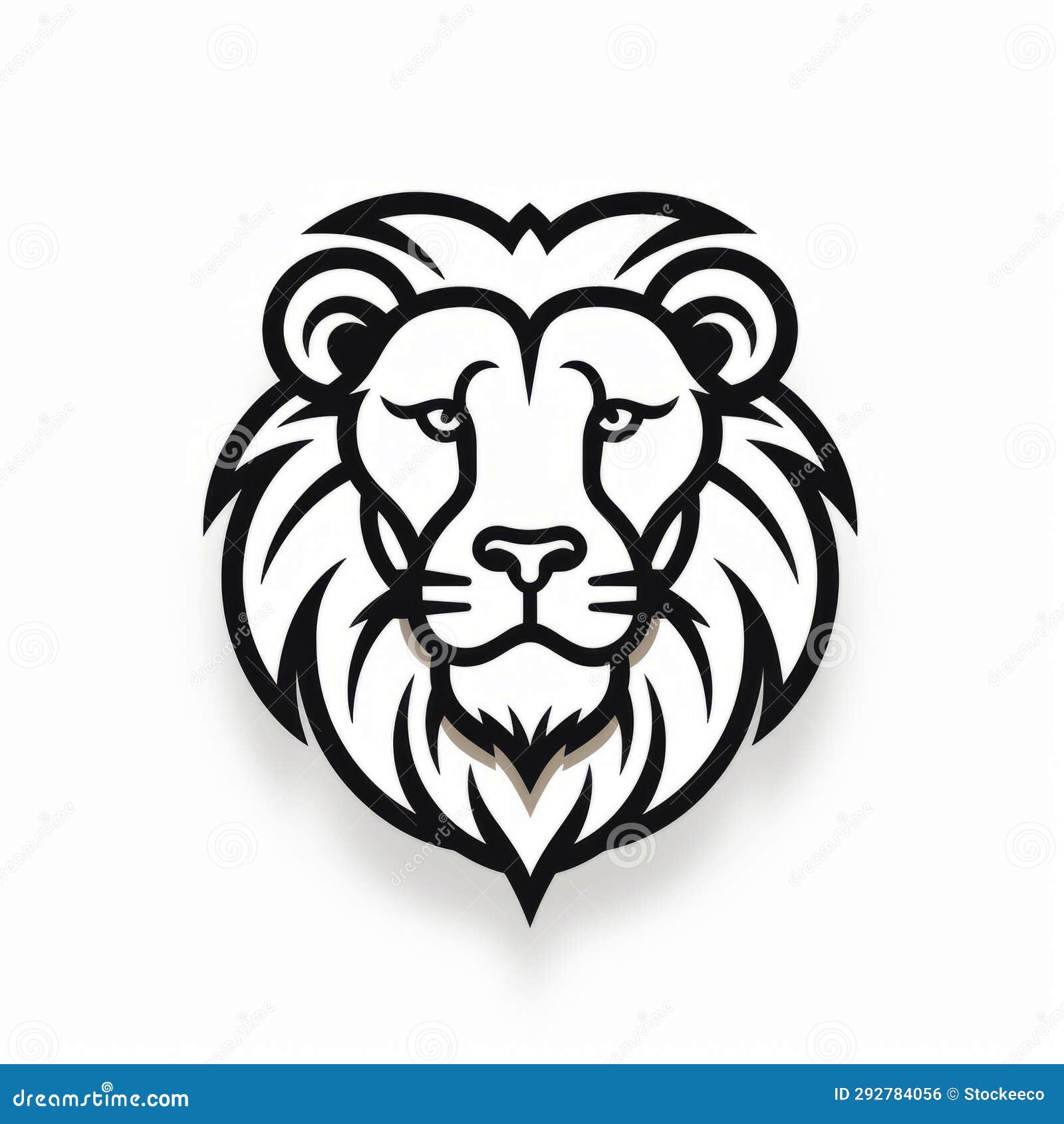 luxurious lion head logo and icon in sol lewitt style