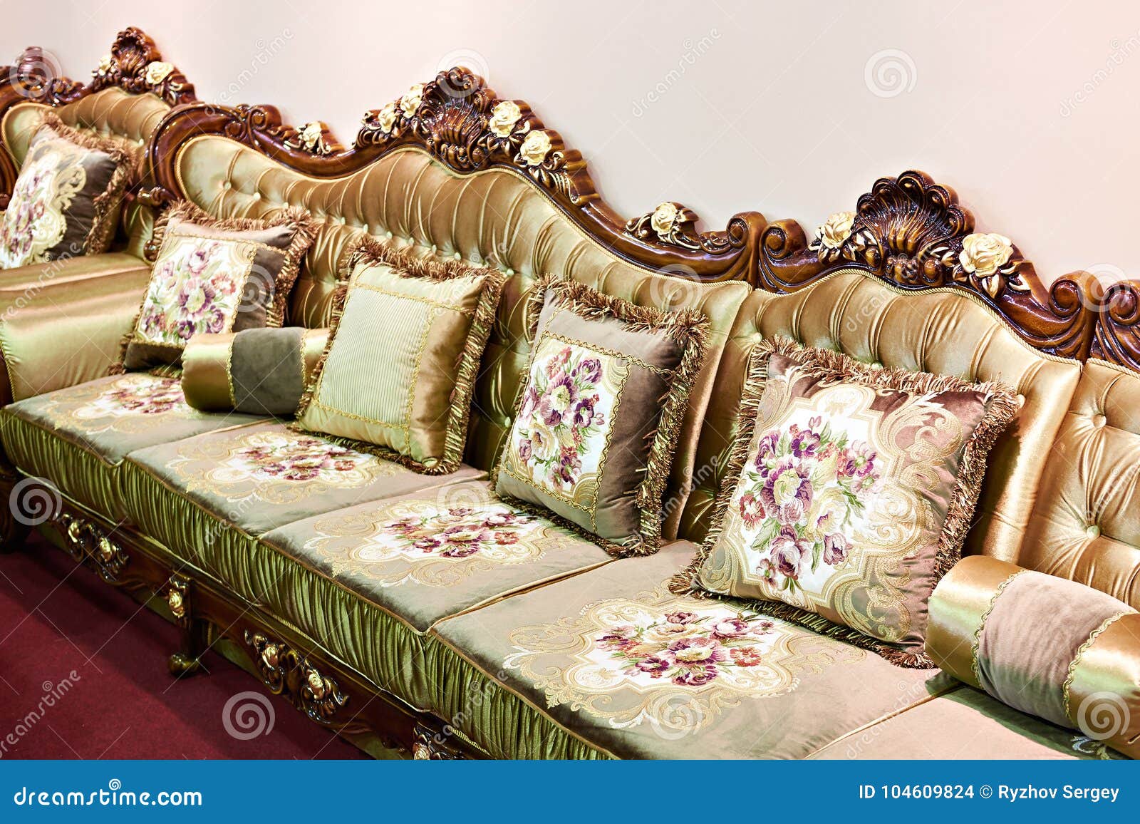 Luxurious living room sofa stock photo. Image of background 104609824