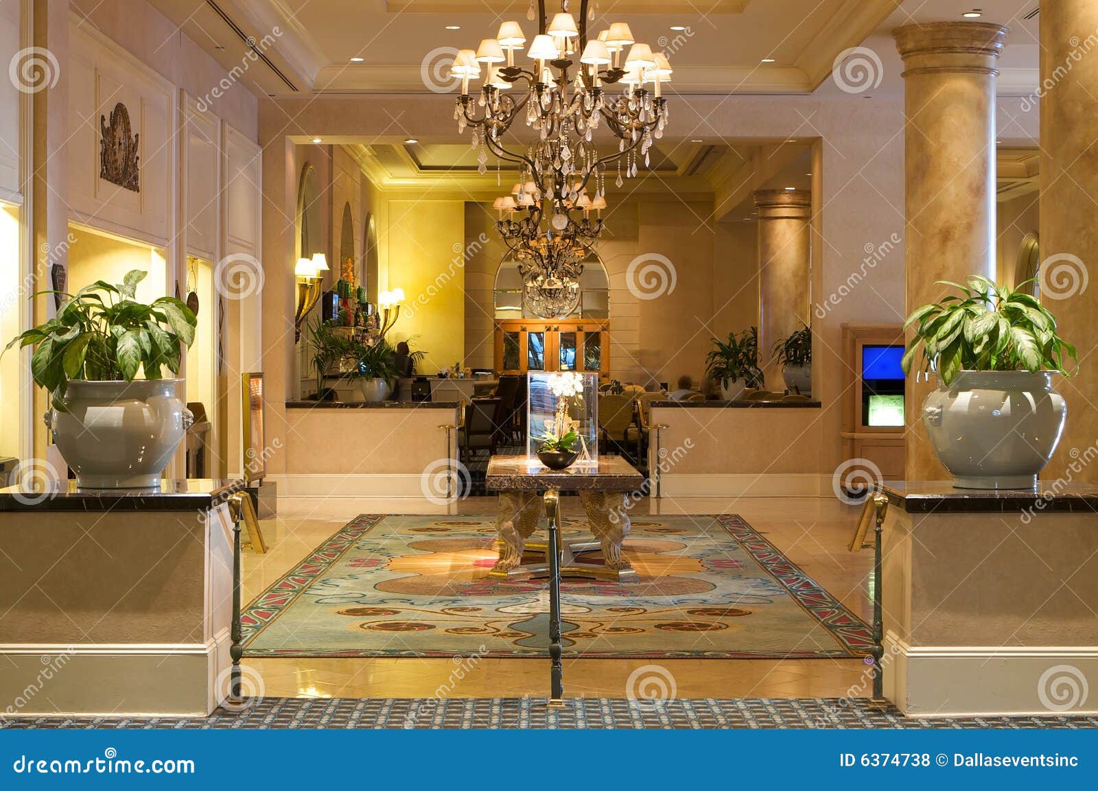 luxurious lobby in an upscale resort