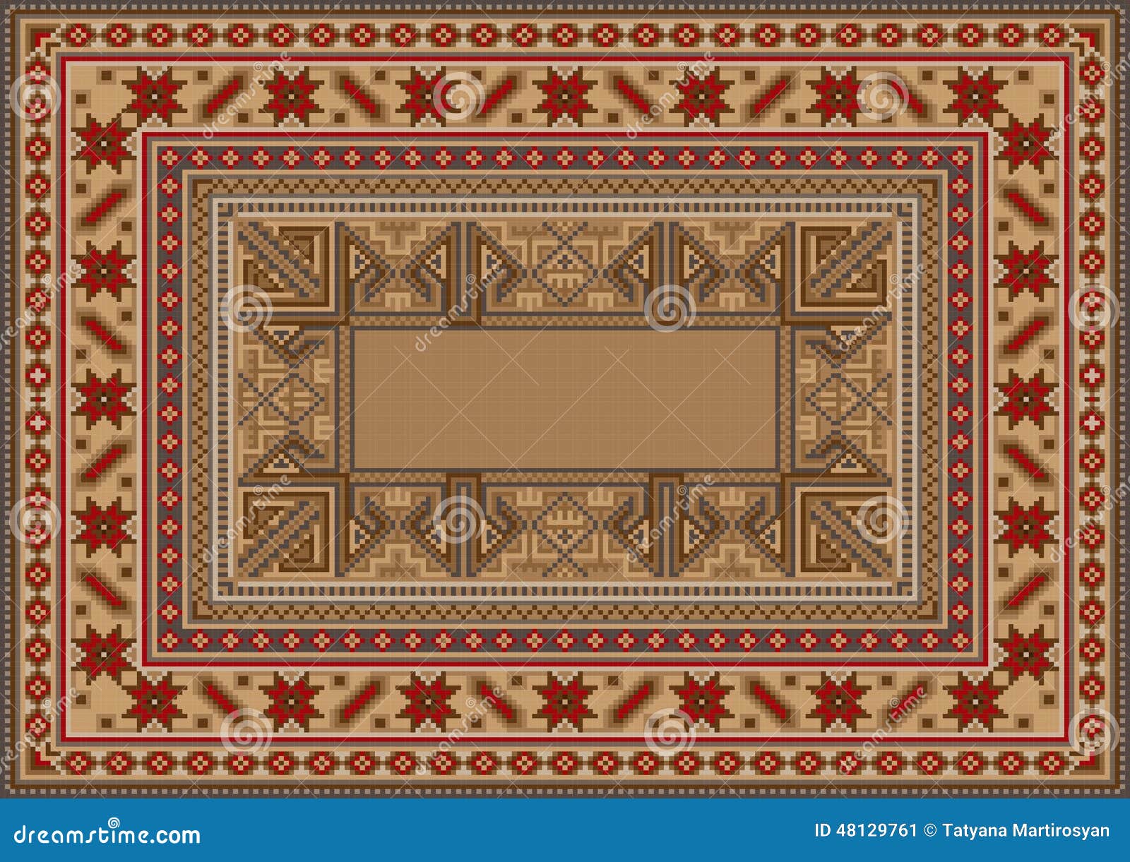 Luxurious Oriental Rug with Original Pattern Stock Vector