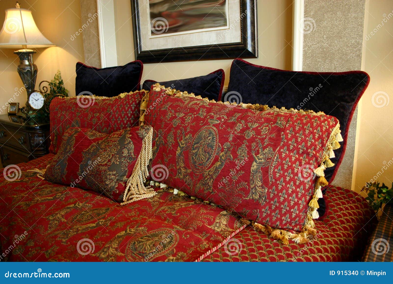 Luxurious pillows stock photo. Image of textured, bedspread 915340