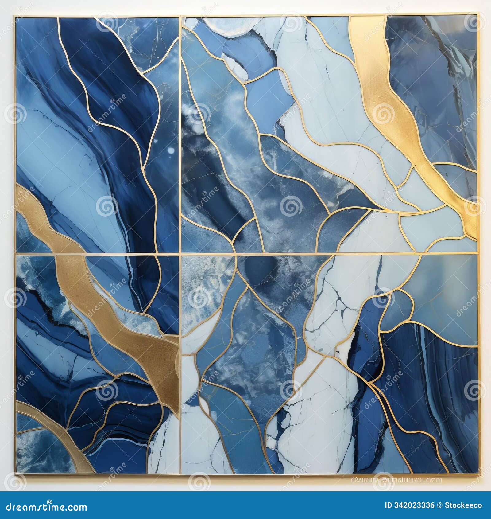 luxurious porcelain tile with subtle blue and gold accent
