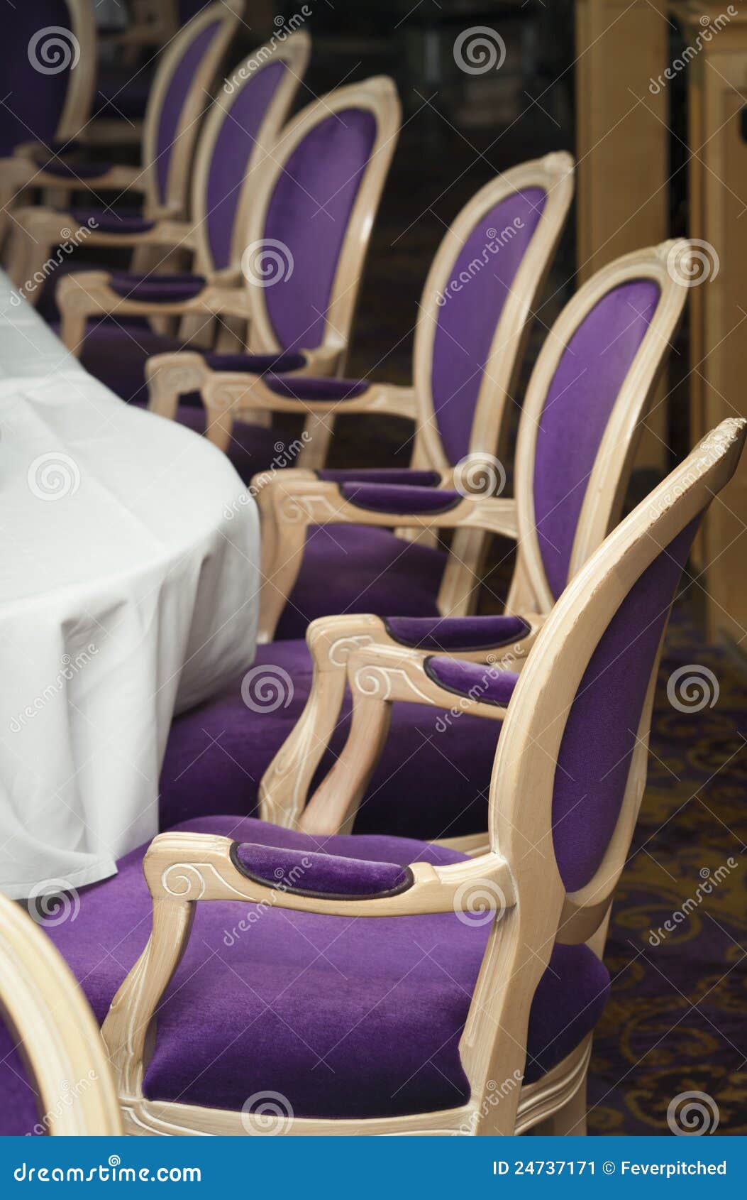 Luxurious Purple Chairs in Formal Dining Room Stock Image Image of