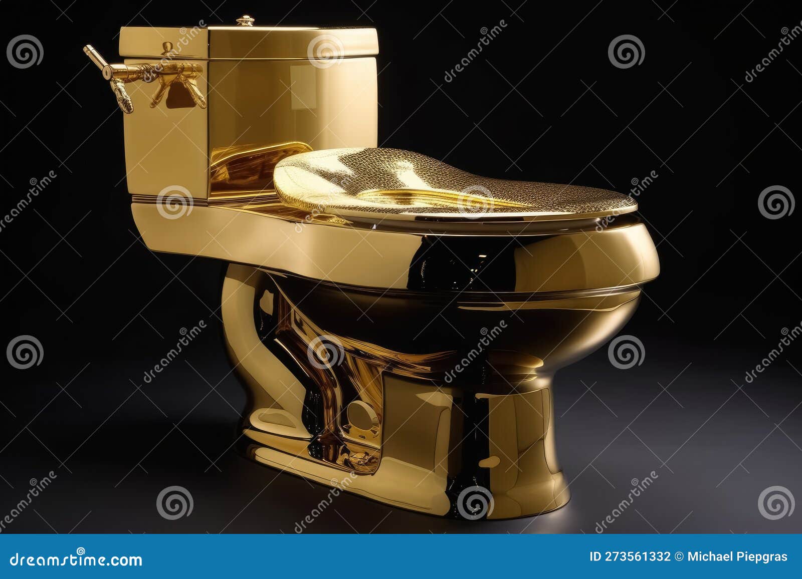 A luxurious toilet made of pure gold created with generative AI