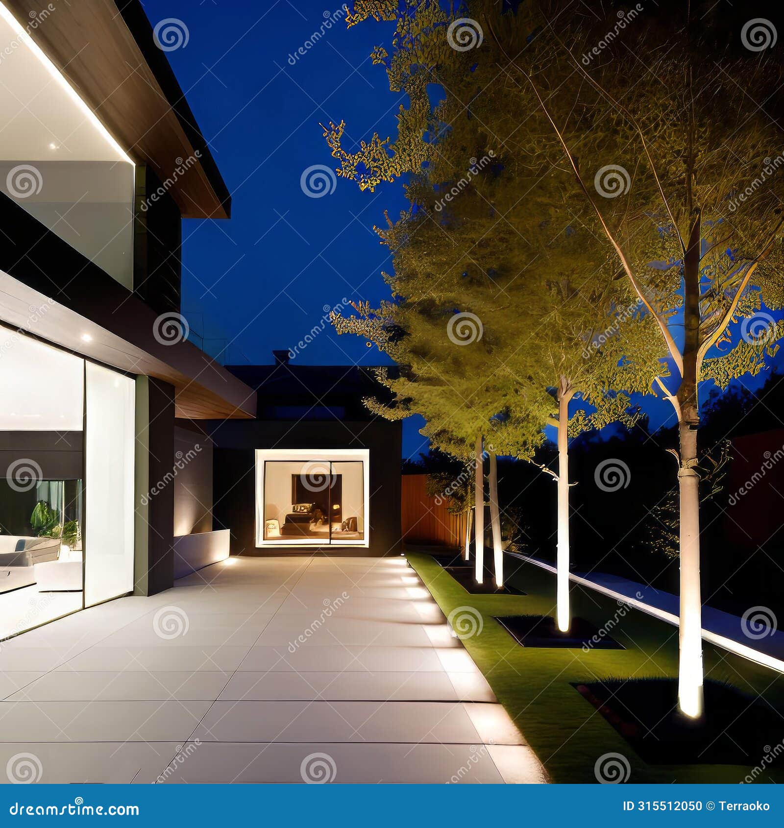 luxurious villa for outdoor living, ed according to algorithms in the form of a street view